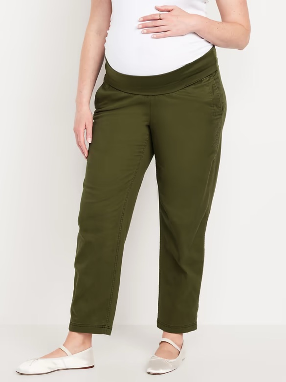 Old Navy Maternity Rollover-Waist OGC Chino Pants in Conifer